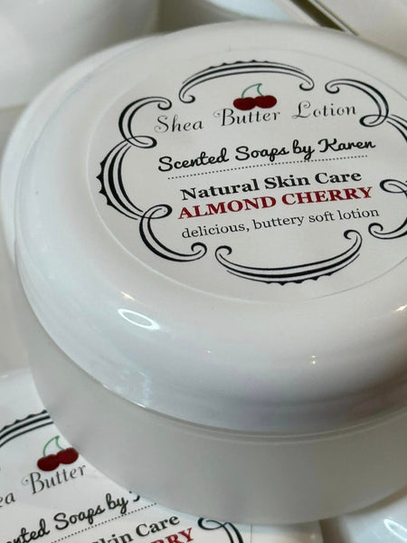 Almond Cherry Lotion. Filled with Shea Butter, Rose Hip. Vitamin E and C. Vitamins B5