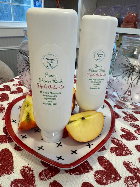 Luxury Shower Wash. APPLE ORCHARDS. Coconut milk. Aloe Vera. Rejuvenates and hydrates your skin