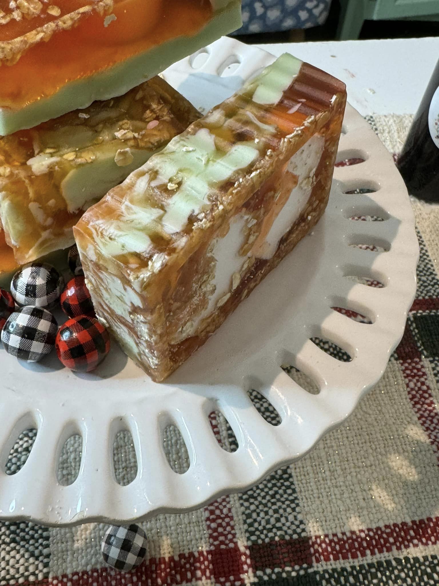 SOLD OUT. Winter Wonderland. The Original Christmas Farm Inn and Spa SOAP. Olive Oil with Glycerin and a Shea Butter mitten in the center -- sprinkled with crushed oatmeal. Cinnamon and Cloves with an additional 6 essential oils. (Copy)