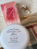 Honeysuckle Lotion. Matching Soap. Sisal bag for easy exfoliating. All items are included in a zipped bag wrapped with ribbon.
