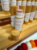 Lip Balm, Candy Cane. Mango Butter. Local Bees Wax. Soy Bean. New Bamboo containers.