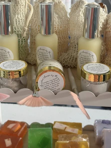 Natural Glow Radiant Skin Serum. Sisal bag. 2 Guest Soaps. Face Mask and Brush GIFT SETS.
