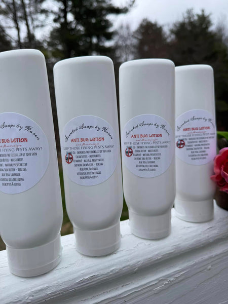 Anti Bug Lotion and Moisturizer. Natural. Made with cocoa butter, coconut oil, shea butter and aloe vera.