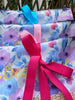 BEAUTIFUL GIFT SET. Perfume-Hydrating Mist. Burlap bag of soaps. Lilac Soap with sponge.
