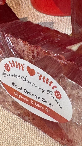 Blood Orange Olive Oil and Glycerin Soap. Citrusy, fresh, juicy, and a little sweet.