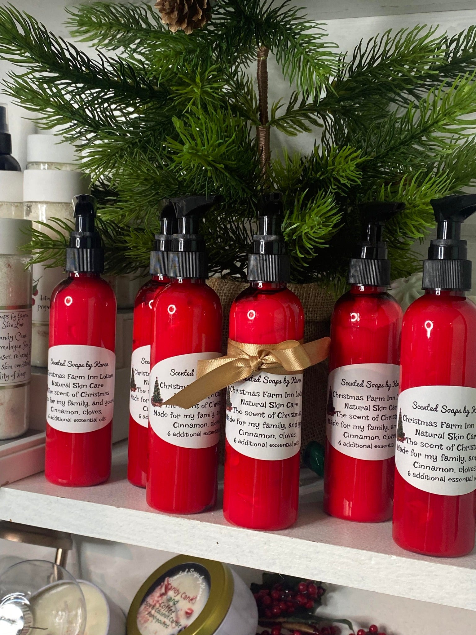 Christmas Farm Inn and Spa LOTION.  NEW PUMP BOTTLES. Cinnamon and Cloves with an additional 6 essential oils.