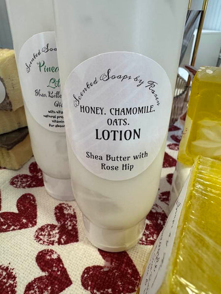 Honey with Chamomile and Oats Lotion. Large Mailibu tube. A warm nutty scent with natural sweetness, subtle and calming.