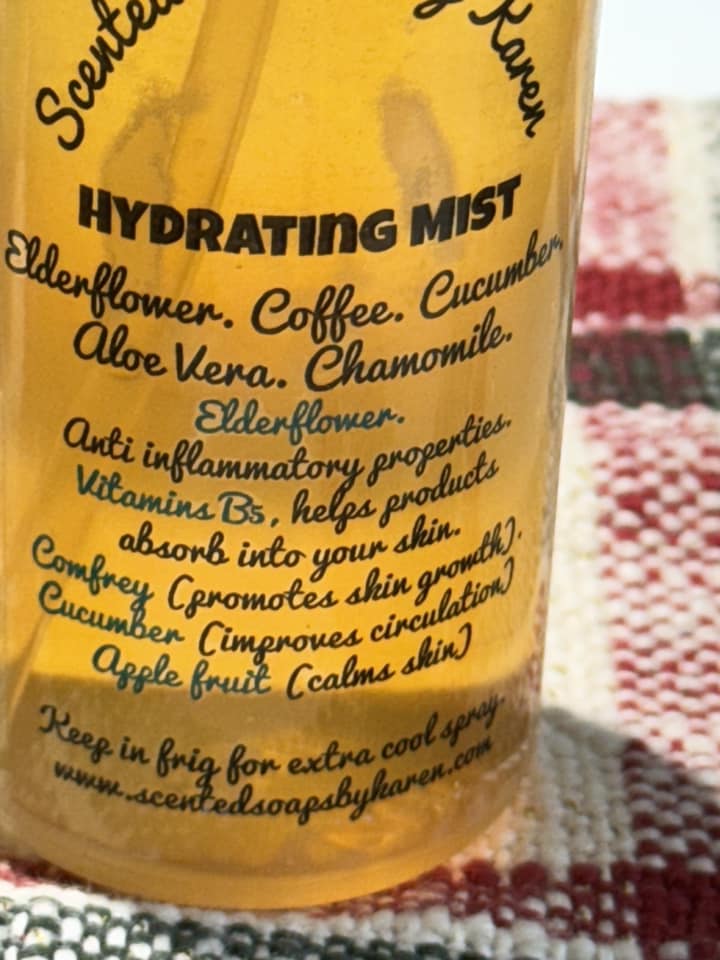 Hydrating Mist. Coffee with Elderflower, Chamomile and Aloe Leaf, cucumber