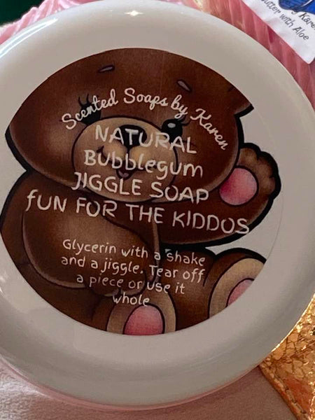 Jiggle Soap. TEDDY BEAR. Bubblegum. Cupcake. Butterfly. Race car. TEDDY BEAR. Snowflake. Heart. or Teddy Bear. The most fun kiddos have while washing their hands.