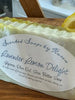 Lavender Lemon Shea Butter and Glycerin Soap. Half of the bar is lemon with a beautiful side dedicated to lavender