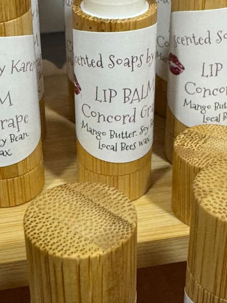 Lip Balm, GRAPE. Mango Butter. Local Bees Wax. Soy Bean.  New Bamboo containers.