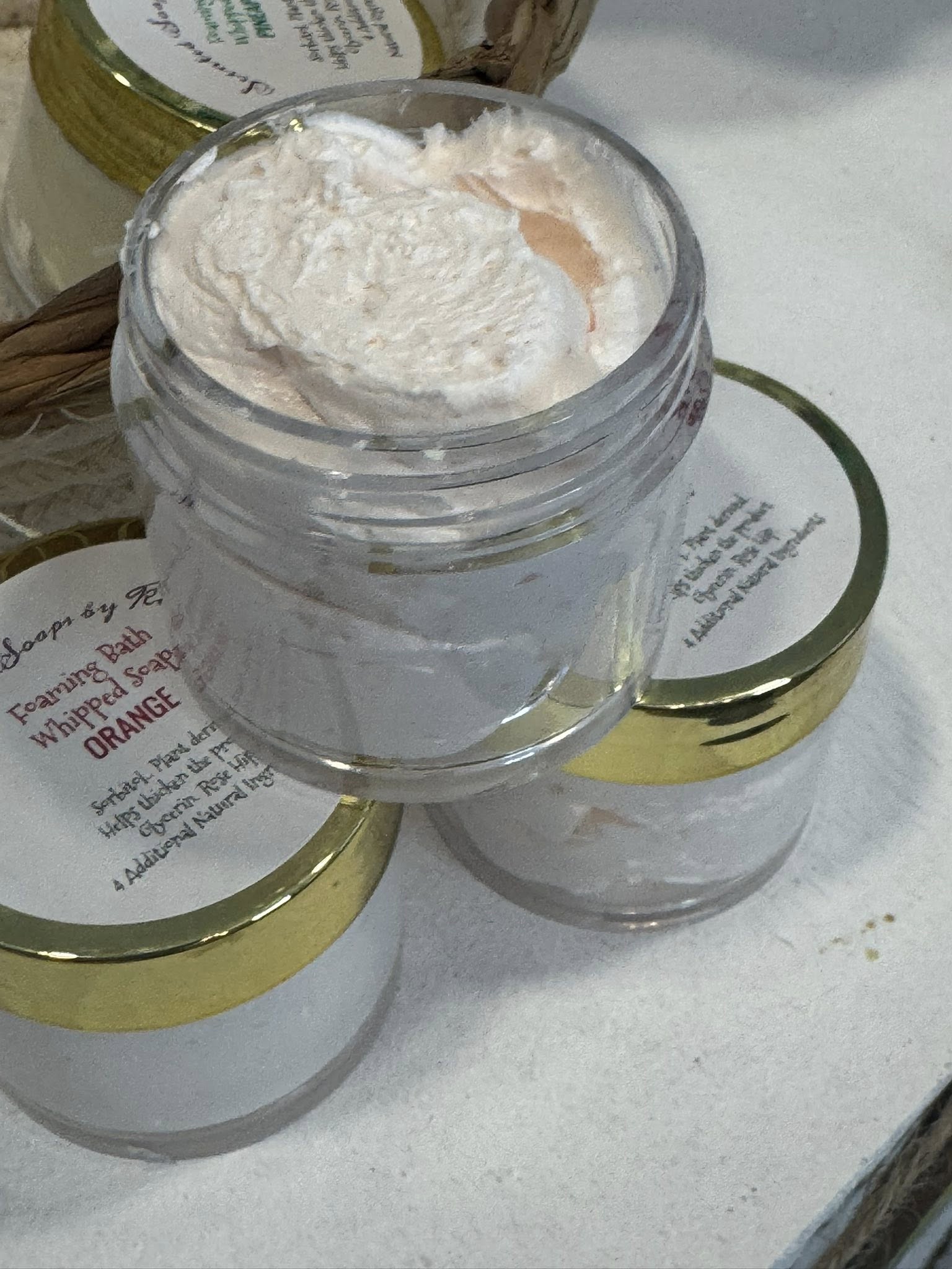 Foaming Bath Whipped Soap.SMALL ORANGE. Sorbitol plant derived helps thicken my product