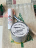 Pumpkin Face Mask. New soft pink brush. Candy Cane Lip Balm. Tucked into a burlap bag with a tree or snowflake.