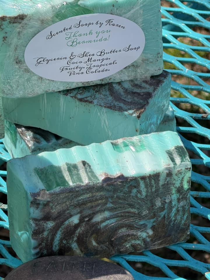 THANK YOU BERMUDA, Soap. Glycerin and Shea Butter. Apricot Pumice. Coco Mango, Fruity, Tropical, Pina Colada