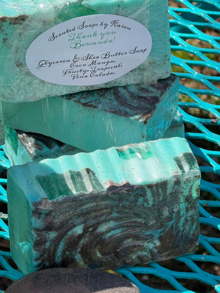 THANK YOU BERMUDA, Soap. Glycerin and Shea Butter. Apricot Pumice. Coco Mango, Fruity, Tropical, Pina Colada