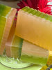 Watermelon and Lemon Glycerin Soap. Three layers of the most delicious scent. Each layer has a combination of Watermelon and Lemon essential oils.  The middle layer, Lemon is filled with lemon essential oils.