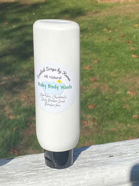 BABY WASH. NEW 11 ounces. Paraben free, soy free product.  Organic Aloe Vera Leaf Extract. Aloe with vitamins A, C, E.