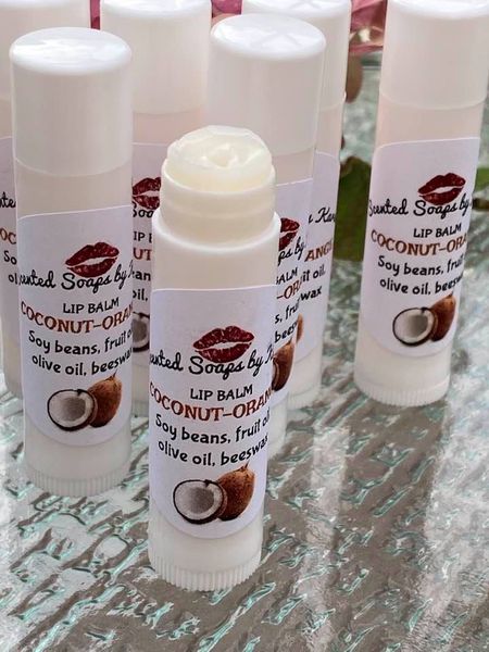 🥥 🍊COCONUT ORANGE Lip Balm  💄My lip balm is made with apple fruit, soy fruit, olive oil, local 🐝 beeswax