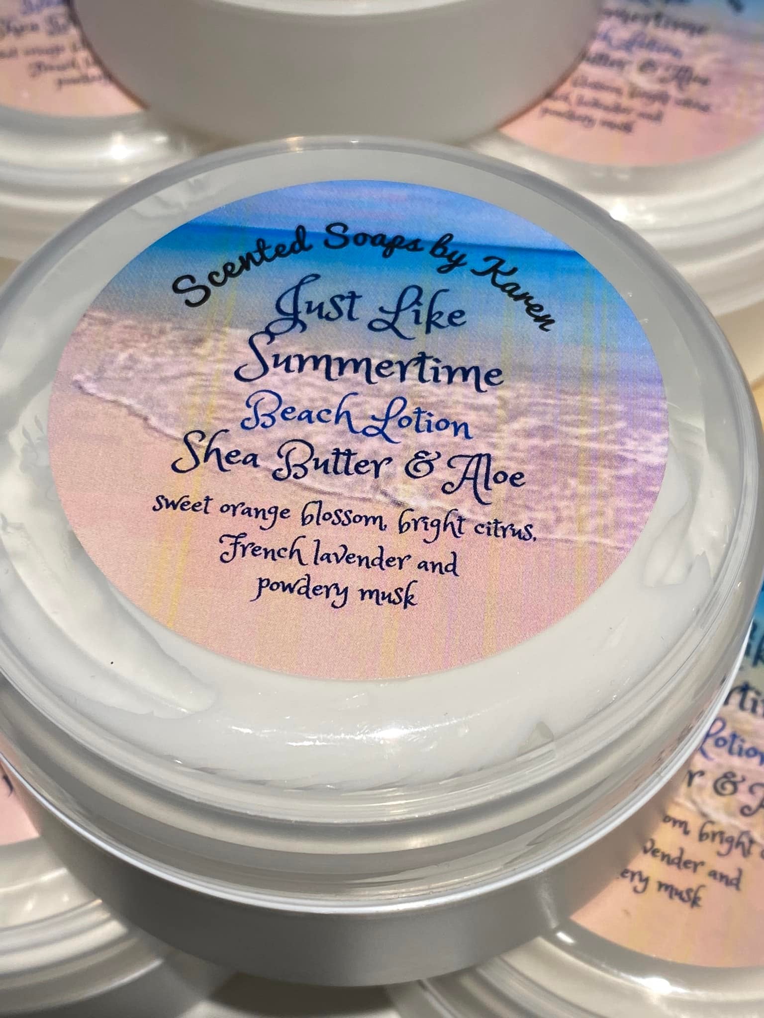 Just Like Summertime Shea Butter Lotion. Smells like Bermuda, the Bahamas and Aruba all in one.