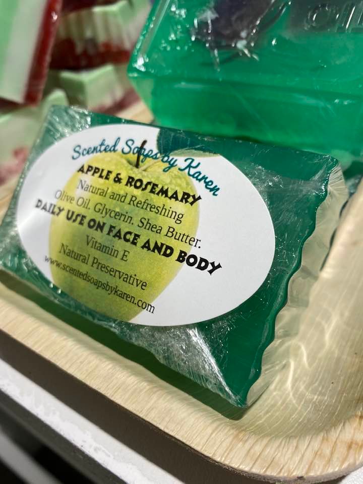 Apple and Rosemary Olive Oil and Glycerin SOAP. Vitamin E. Daily use on face and body.