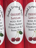 CHERRY Lotion. Pump Bottles. Aloe, and Shea Butter. Vitamins A and E.  Rose Hip.