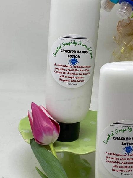 CRACKED HANDS LOTION.  BRAND NEW and LARGER THAN EVER. 11 ounces. Australian Tea Tree oil. Coconut oil.