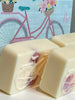 Natural Skin Care. Creamsicle Vanilla Springtime Bicycle. Shea Butter and Glycerin buttery soft soap for your face and body.