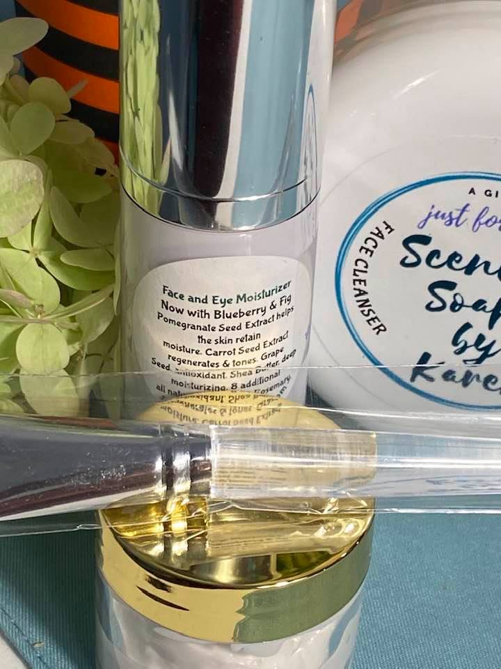 Face and Eye Moisturizer. Face Cleanser. Face Mask with Brush. Details below ($72.00 in products)