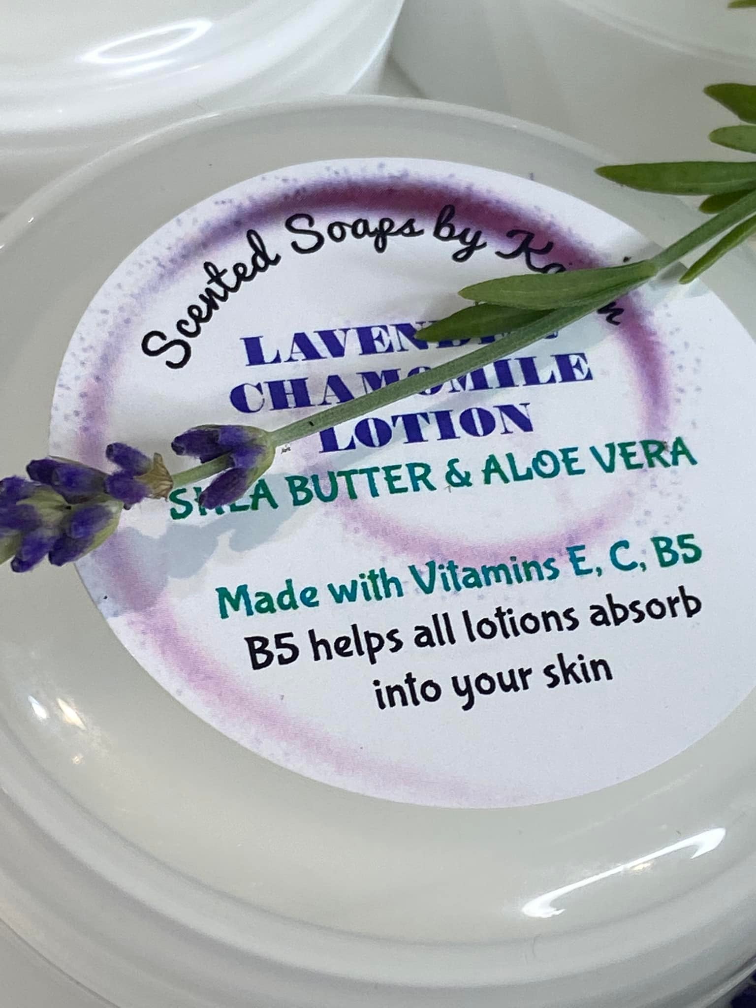 Lavender and Chamomile Lotion in NEW jars. I also add green tea, an antioxidant, and anti-inflammatory to name just a couple of benefits.