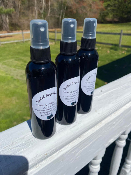 Just 4 Men. Room and Fabric Spray.  Free of: Alcohol, gluten, sulfates, paraben. Cruelty free. Vegan.
