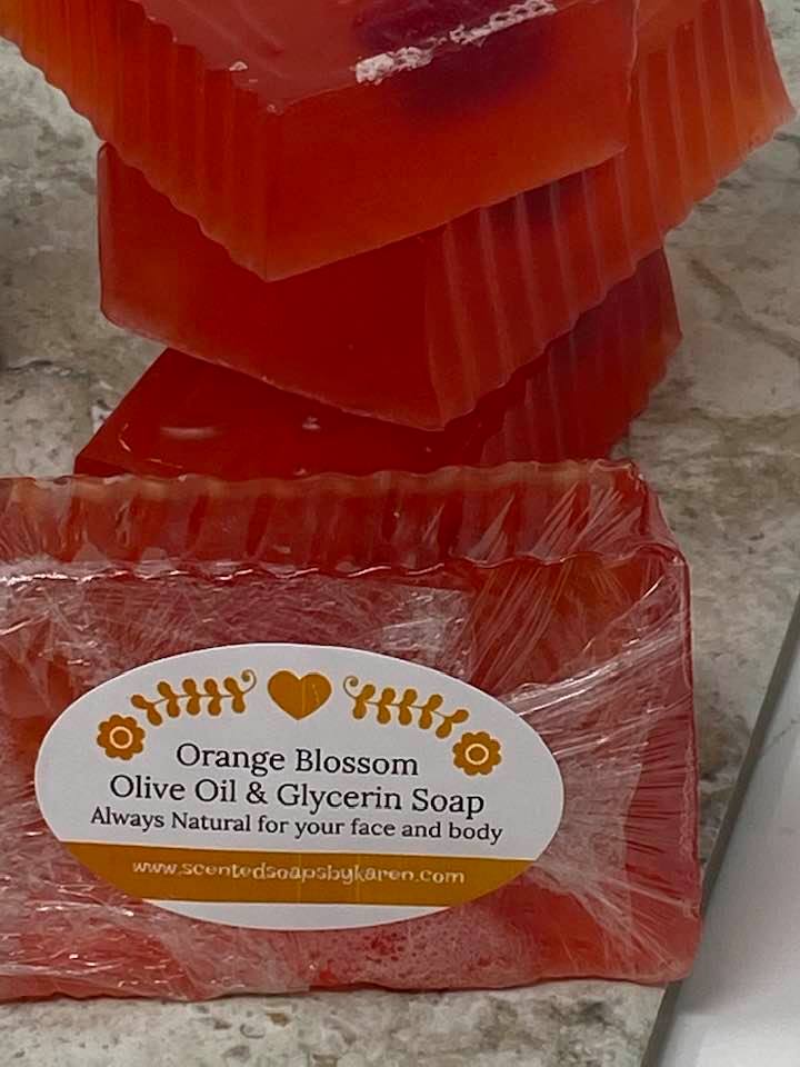 Orange Blossom Glycerin and Olive Oil Soap. For face and body.