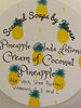 Pineapple Colada Lotion in jars with screw on lids. Cream of Coconut essential oils. Pineapple essential oils.