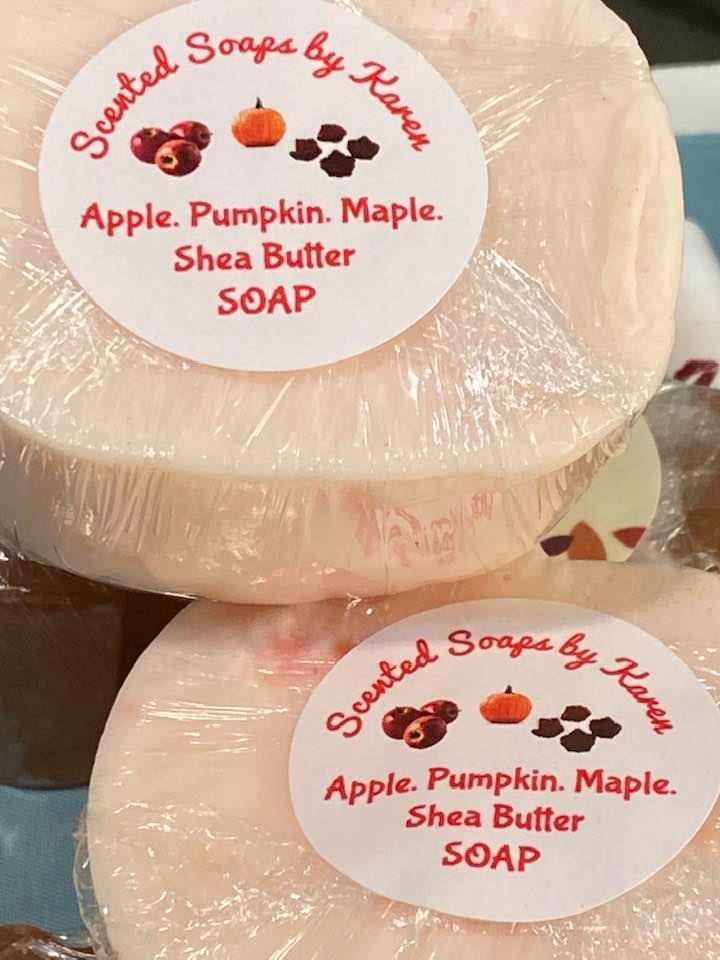 Pumpkin. Apple. Maple. Shea Butter Guest Size Soap. Shea Butter with Glycerin. Two to a package. FREE SHIPPING